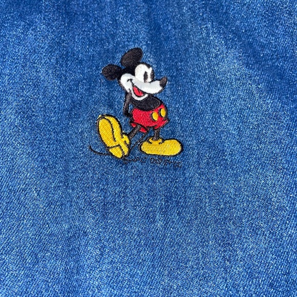 Vintage Chalk Line Mickey Mouse Denim Jacket Medium | Retro Disney Zip Up Size M - Picture 9 of 15